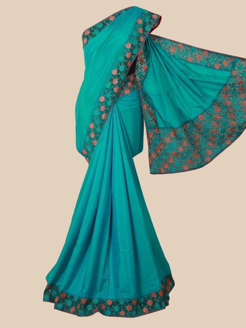 

Pothys Sea Green & Peach-Coloured Art Silk Saree