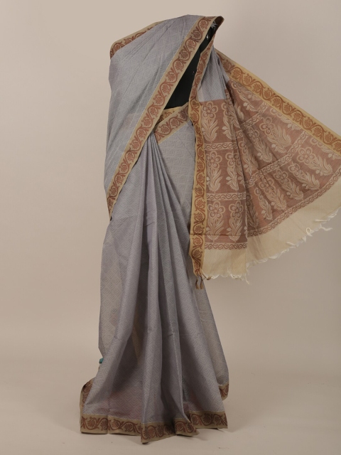 

Pothys Grey & Brown Pure Cotton Saree