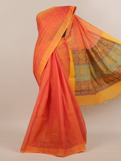 

Pothys Orange Ethnic Motifs Pure Cotton Saree