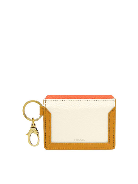 

Fossil Women White & Orange Colourblocked Leather Card Holder