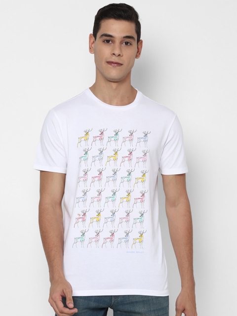 

Solly Jeans Co Men White Floral Printed Raw Edge T-shirt