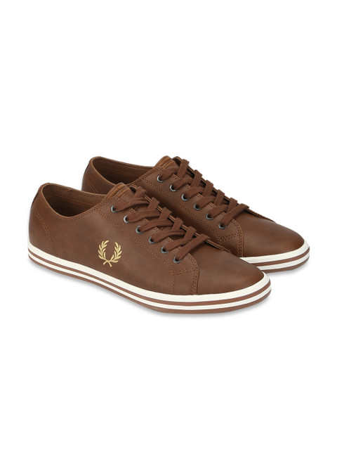 

Fred Perry Men Tan Printed Leather Sneakers