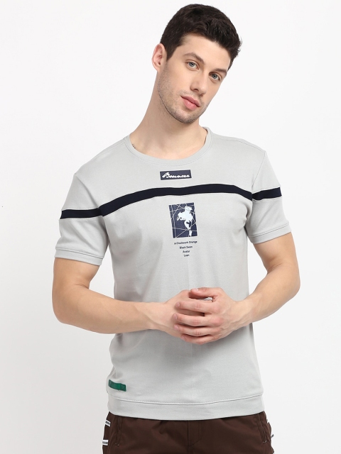 

V2 Value & Variety Men Grey Printed Slim Fit Cotton T-shirt