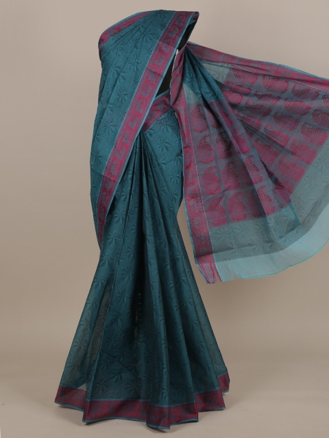 

Pothys Teal Floral Pure Cotton Saree