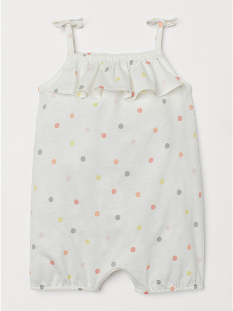 

H&M Girls White Printed Flounce Trimmed Romper Suit