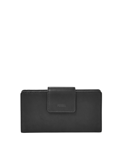 

Fossil Women Black & Brown Textured Leather Two Fold Wallet