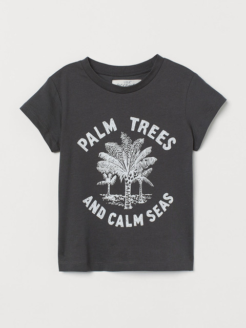 

H&M Girls Grey Printed T-shirt