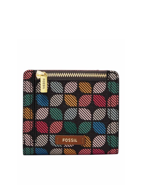 

Fossil Women Black & Blue Floral Printed Synthetic Leather Two Fold Wallet