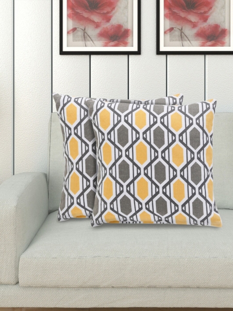 

Home Centre Yellow & Brown Set of 2 Geometric Square Cushion Covers