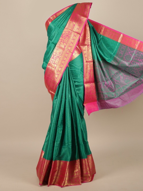 

Pothys Green & Gold-Toned Woven Design Zari Jute Silk Saree