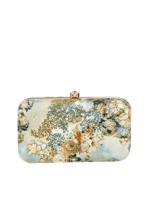 

Metro Gold & Blue Printed Box Clutch