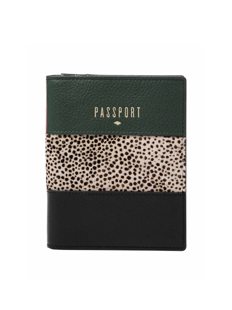 

Fossil Women Green & Red Striped Printed Leather Passport Holder