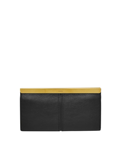 

Fossil Women Black Solid Leather Three Fold Wallet