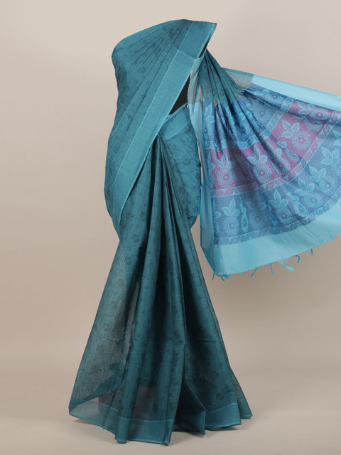

Pothys Blue Floral Pure Cotton Saree