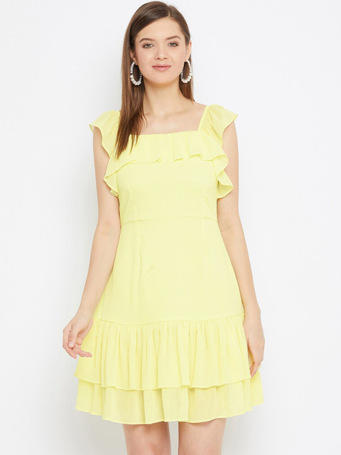 

Imfashini Yellow Layered Georgette Dress