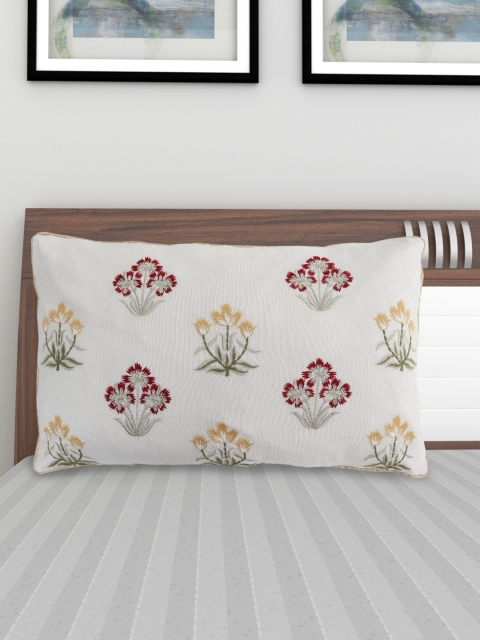 

Home Centre Beige & Red Floral Rectangle Cushion Covers