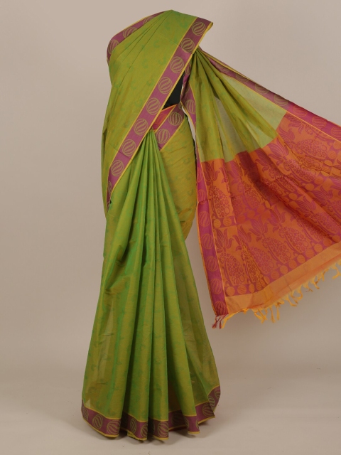 

Pothys Green & Pink Floral Pure Cotton Saree
