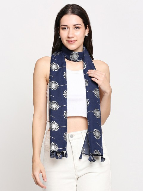 

Get Wrapped Women Navy Blue & White Printed Scarf