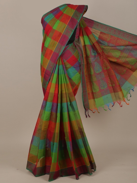 

Pothys Red & Green Woven Design Pure Cotton Saree