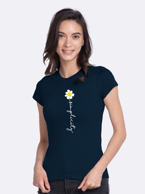 Bewakoof Women Blue Printed Extended Sleeves T-shirt
