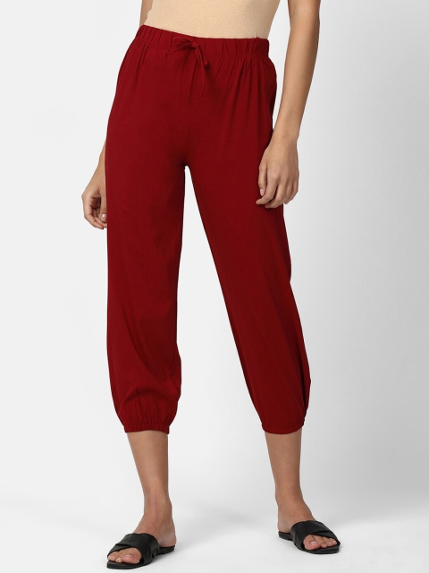 

V2 Value & Variety Women Maroon Solid Cotton Capris