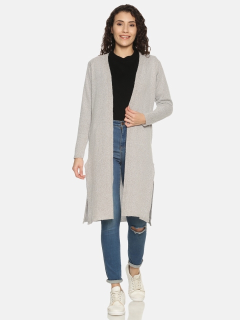 

PICOT Women Grey Longline Open Front Shrug