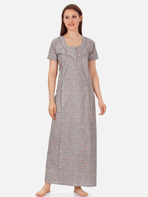 

Sand Dune Printed Cotton Maternity & Feeding Nightdress, Grey