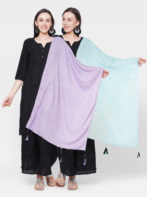

Get Wrapped Pack of 2 Women Purple & Sea Green Scarf