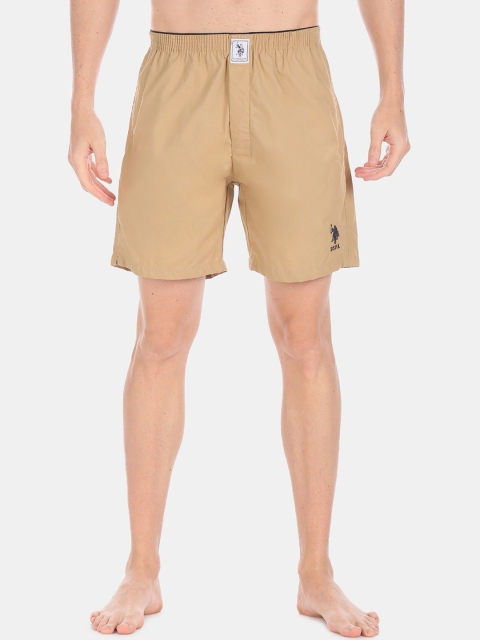 

U.S. Polo Assn. Men Khaki-Coloured Solid Woven Pure Cotton Boxers