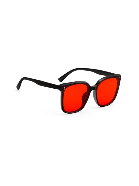 

ROYAL SON Red Lens & Black Square Sunglasses with UV Protected Lens
