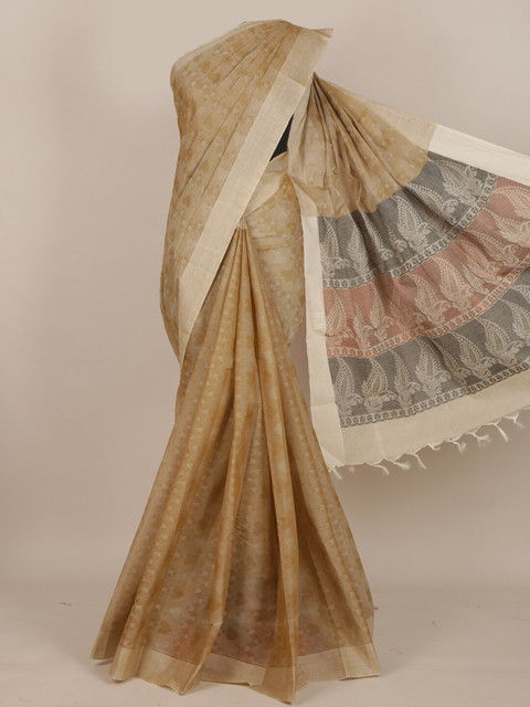 

Pothys Beige Ethnic Motifs Pure Cotton Saree