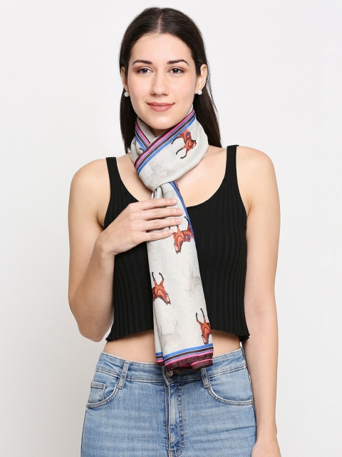 

Get Wrapped Women Off White & Brown Printed Scarf