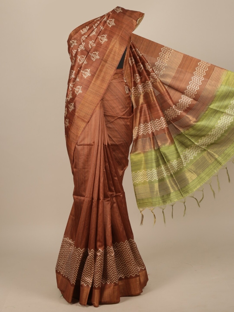 

Pothys Brown Ethnic Motifs Jute Silk Saree