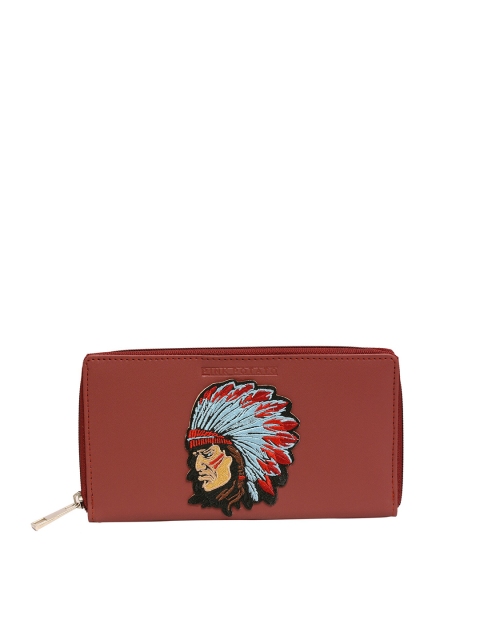 

Pink Potato Women Rust Red Solid Applique Zip Around Wallet