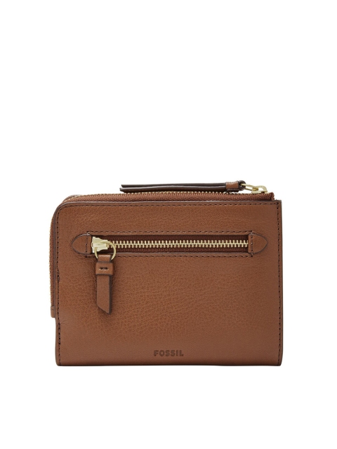 

Fossil Women Brown Textured Leather Two Fold Wallet