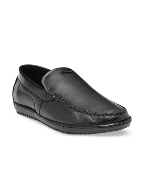 

Teakwood Leathers Men Black Solid Leather Loafers