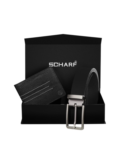 

SCHARF Men Black Leather Accessory Belt & Wallet Gift Set