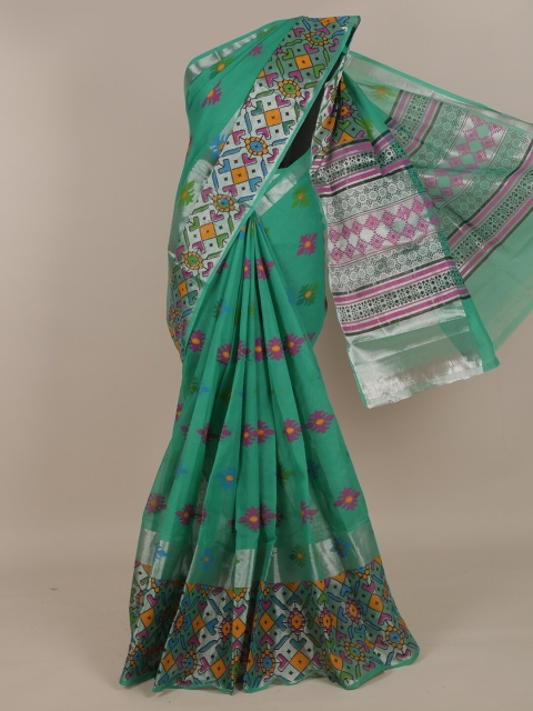 

Pothys Green & Pink Ethnic Motifs Zari Pure Cotton Saree