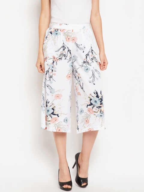 

Oxolloxo Women White Printed Culottes Trousers