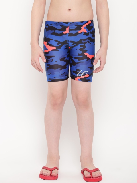 

iO Boys Blue & Black Printed Swim Shorts