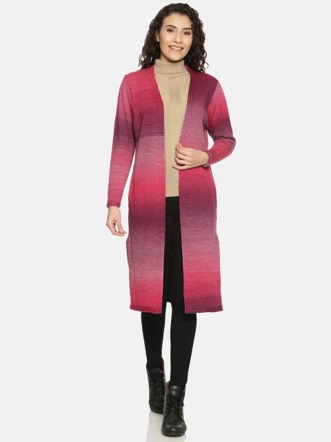 

PICOT Women Pink & Purple Striped Longline Shrug