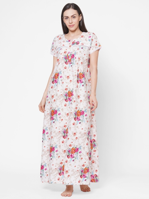 

Sweet Dreams White Printed Maxi Nightdress