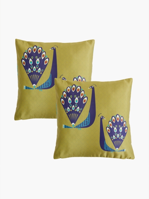 

Home Centre Green Coloured Set of 2 Square Cushion Covers
