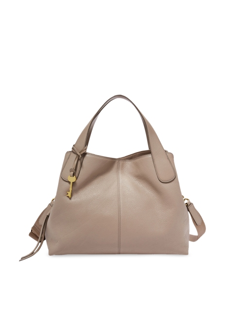 

Fossil Brown Leather Oversized Structured Handheld Bag with Tasselled