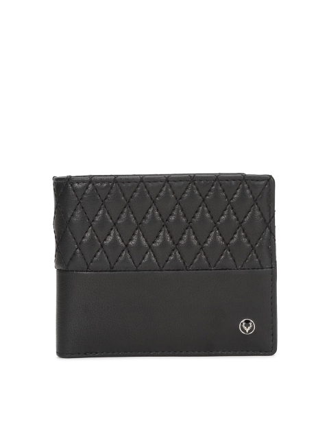

Allen Solly Men Black Self Design Quilted Leather Two Fold Wallet