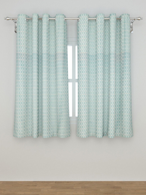 

Home Centre Set Of 2 Green & Off White Geometric Window Curtain