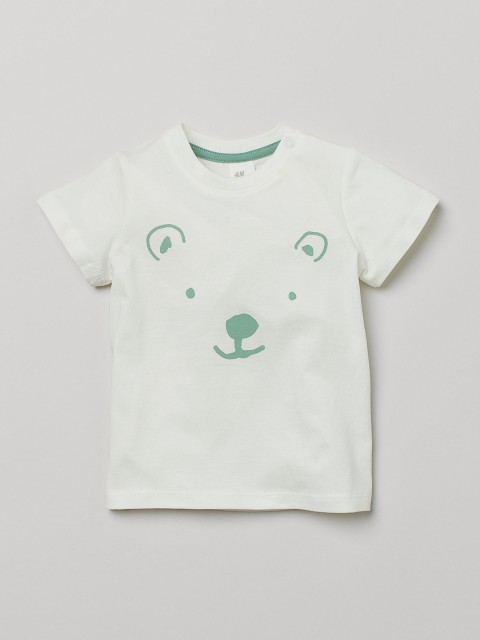

H&M Boys Off White Printed Cotton T-shirt