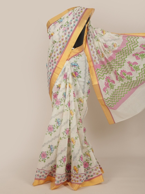 

Pothys Off White Floral Pure Cotton Saree