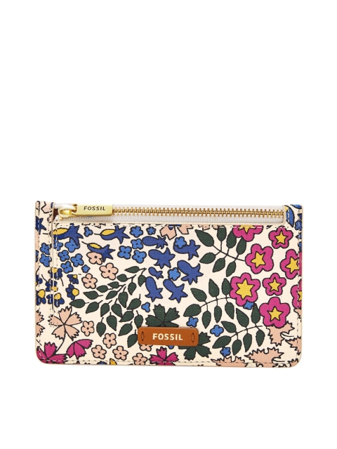 

Fossil Women Blue & Pink Floral Printed Synthetic Leather Card Holder