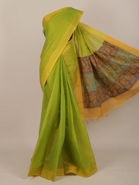 

Pothys Green & Purple Floral Zari Pure Cotton Saree